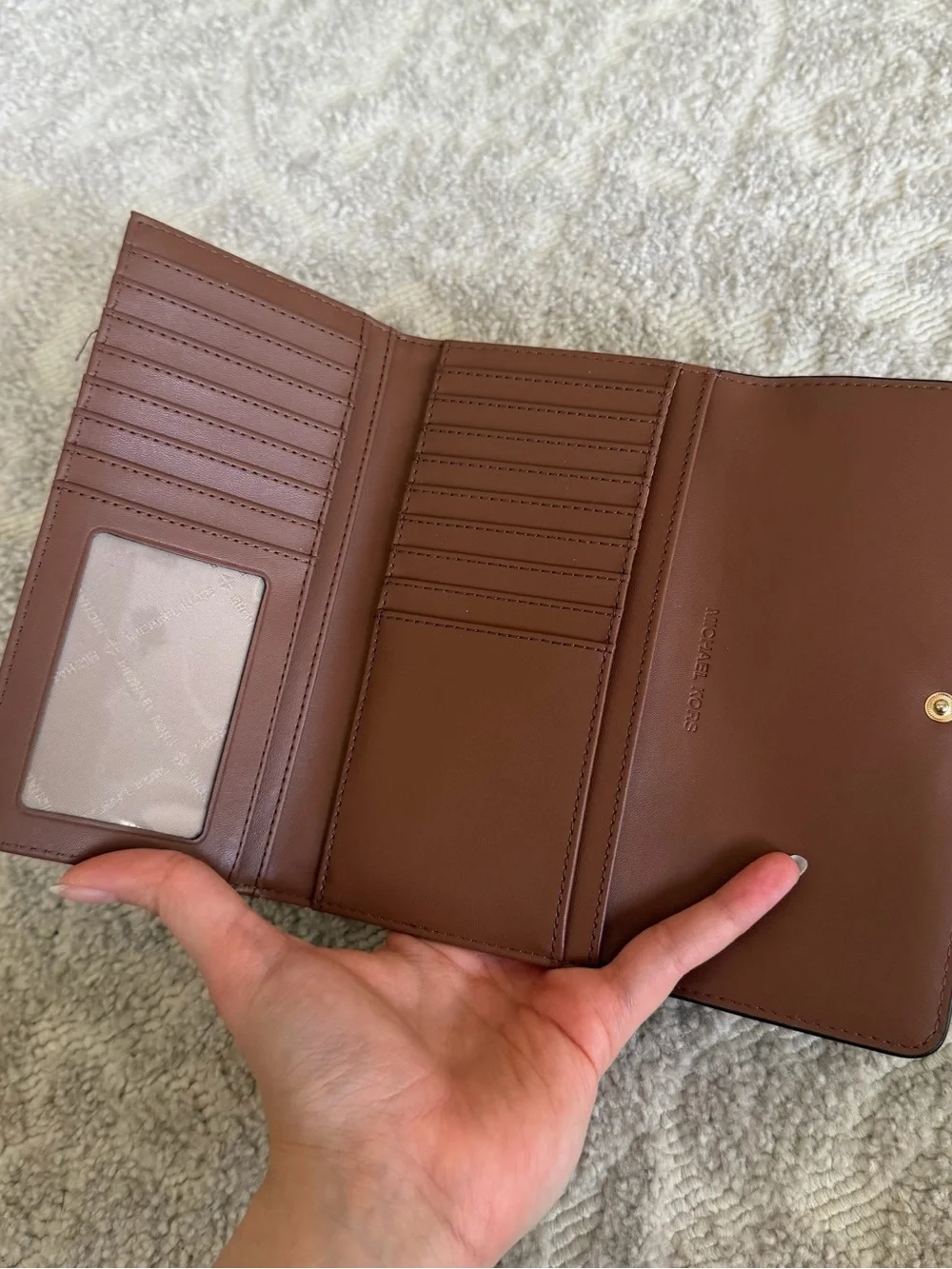 Michael Kors Jet Set Large Logo Trifold Wallet - Brown  BRAND NEW